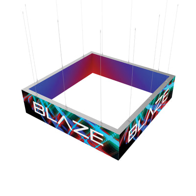Hanging square light box with custom graphics for trade shows and exhibitions