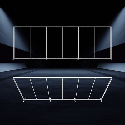 Large modular light box frame structure for trade shows and special event displays in dark exhibition space