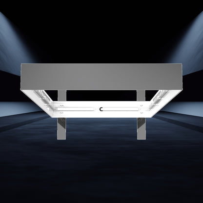 Illuminated rectangular frame display stand showcased for trade shows and special events