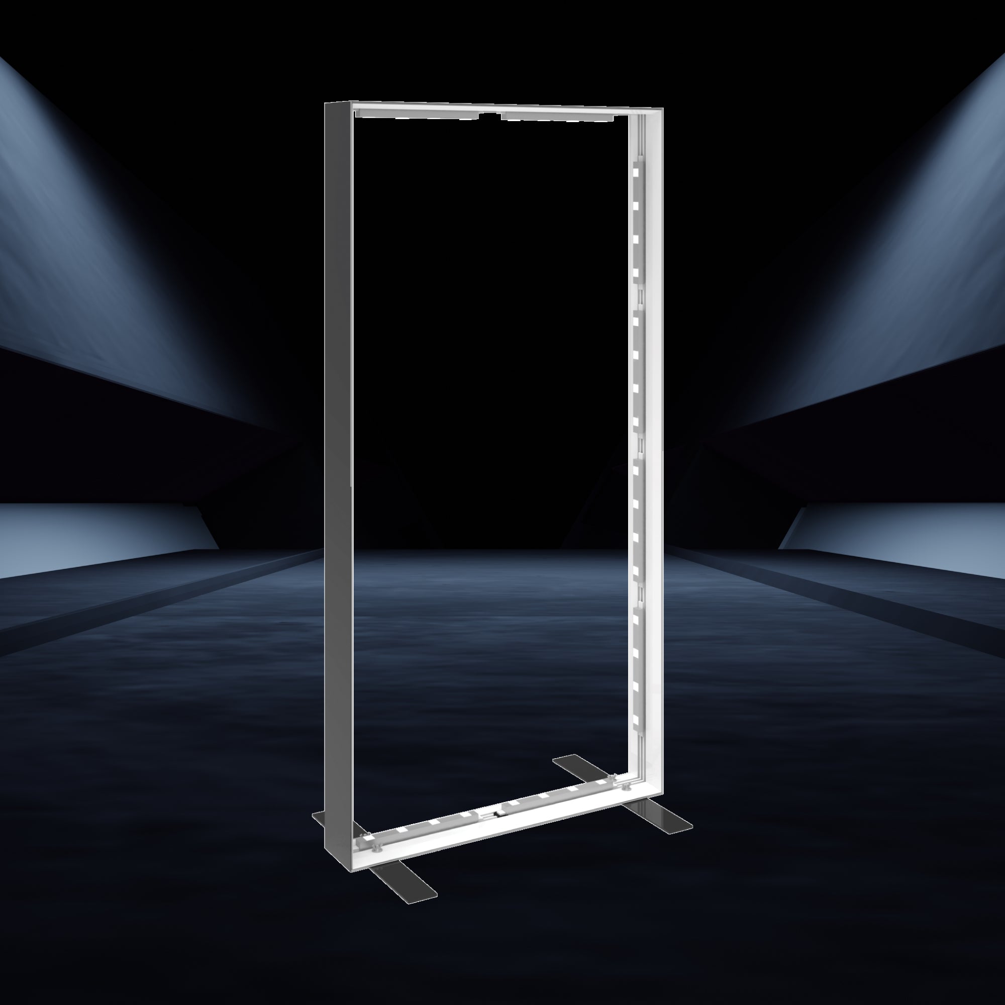 Illuminated freestanding display frame ideal for trade shows, exhibitions, and special events