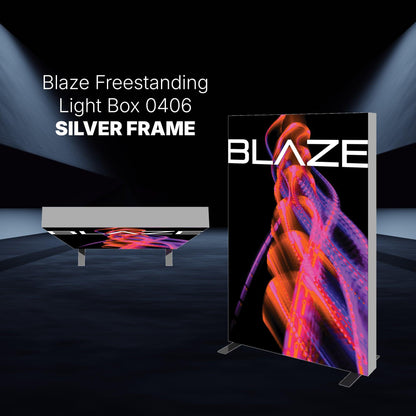 Freestanding illuminated light box display with abstract design for trade shows and exhibitions