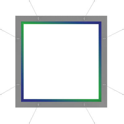 Hanging square light box with illuminated frame ideal for trade shows and exhibitions