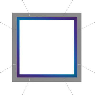 square hanging light box display with illuminated frame for trade shows and exhibitions