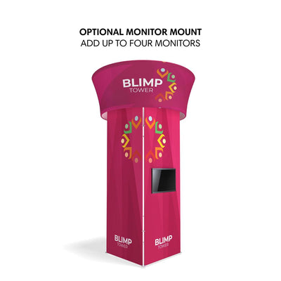 Tall rotating trade show tower display with optional monitor mount for up to four screens