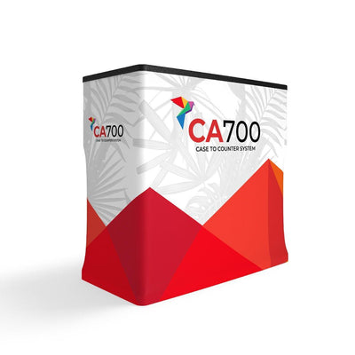 CA700 case to counter system for trade shows and exhibitions with branded wrap