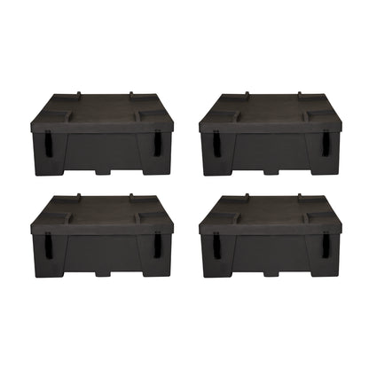 Set of four heavy-duty base weights for stabilizing trade show and exhibition truss displays