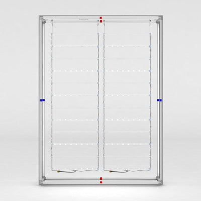 Backlit display frame with LED strips designed for trade shows, exhibitions, and special events