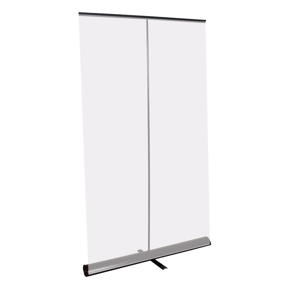 Retractable banner stand for trade shows and exhibitions with sturdy base and vertical support