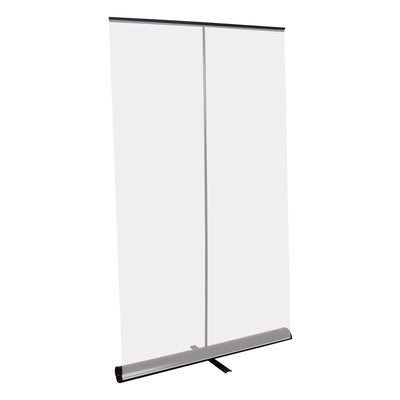 Retractable banner stand for trade shows and exhibitions with sturdy base and vertical support