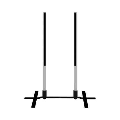 Portable base stand for trade show displays and exhibition signage with stabilizing feet