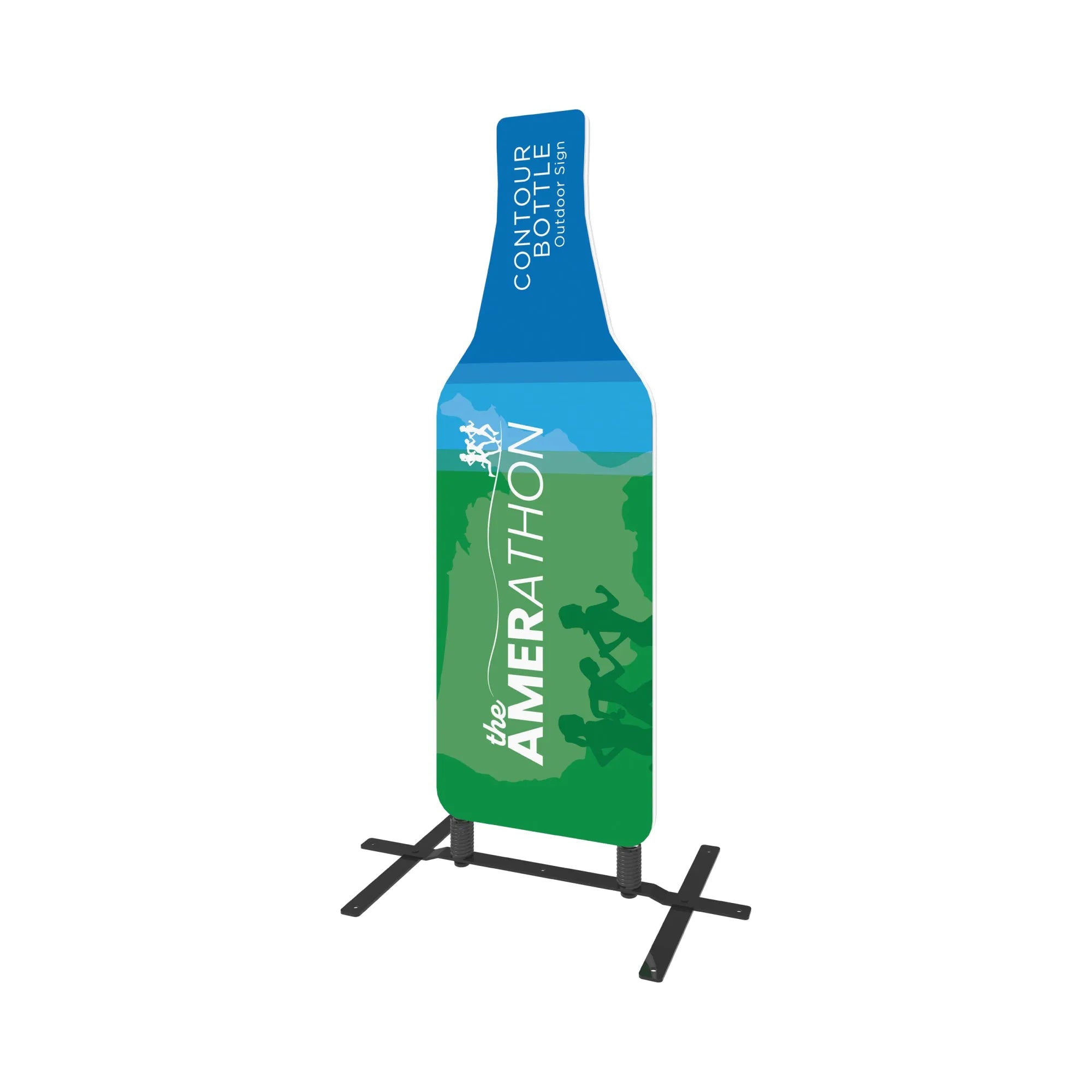 Contour bottle-shaped outdoor sign with base, ideal for trade shows and special events branding