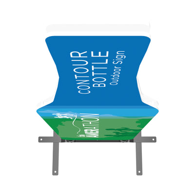 Contoured outdoor sign shaped like a bottle for trade shows, exhibitions, and special events