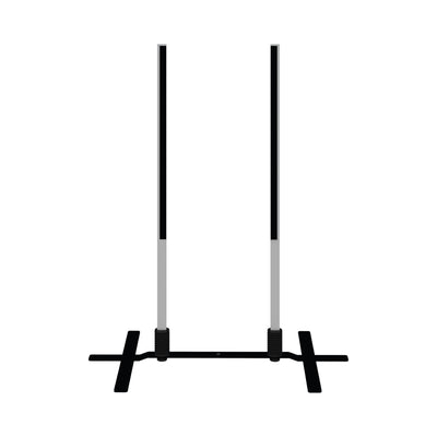Sturdy base stand for trade show banners and displays with crossbar support