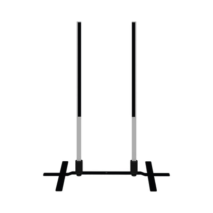 Sturdy base stand for trade show banners and displays with crossbar support