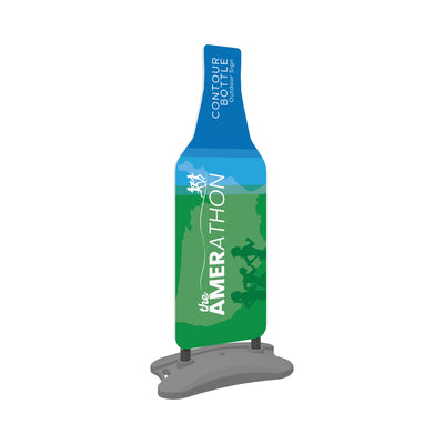 Contour bottle outdoor sign with custom Amerathon branding for trade shows and exhibitions