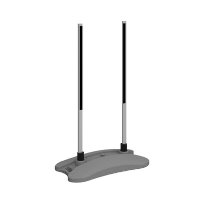 Stable water base sign holder stand with two vertical poles for trade shows and exhibitions