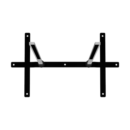 Metal mounting bracket with angled support arms for trade show and exhibition display setup
