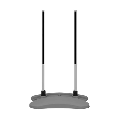 Dual upright banner stand with weighted base for trade shows and exhibition displays