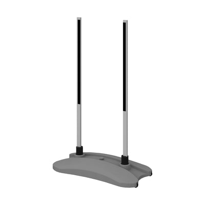 Freestanding banner frame with weighted base for trade shows, exhibitions, and special events displays