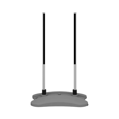 Compact water base display stand with dual upright poles for trade shows and exhibitions