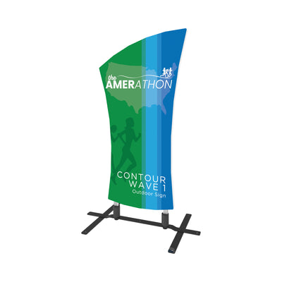 freestanding contour wave outdoor sign with base for trade shows and special events