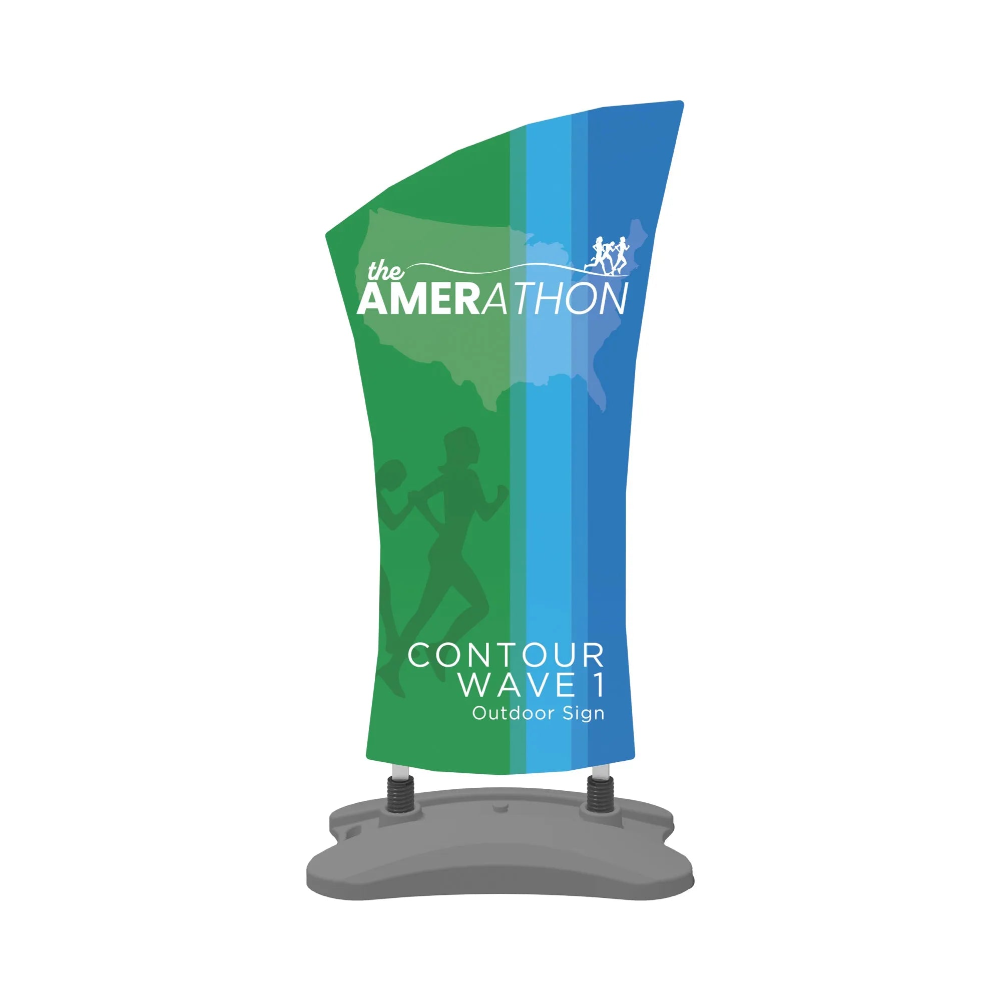 Contour Wave 1 outdoor sign with running event branding for trade shows and exhibitions