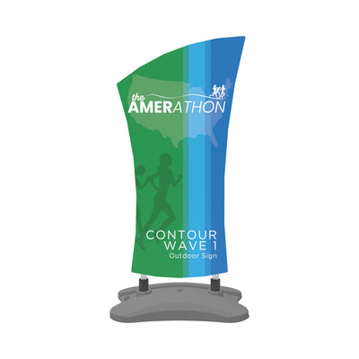 Contour Wave 1 outdoor sign with running event branding for trade shows and exhibitions