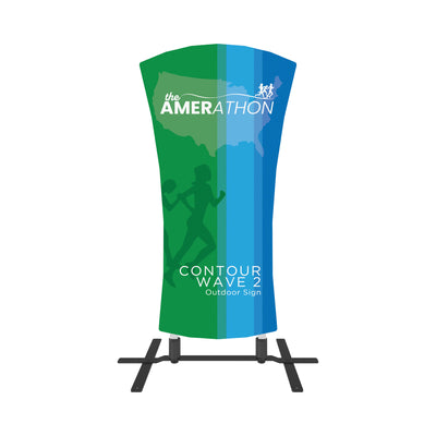 Contour Wave 2 outdoor sign with marathon graphic for trade shows and special event branding