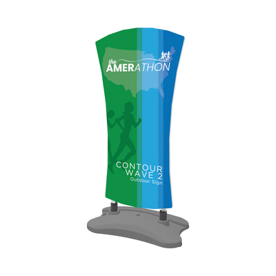 freestanding outdoor trade show sign with custom graphic for exhibitions and special events