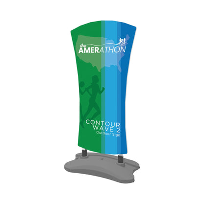 freestanding outdoor trade show sign with custom graphic for exhibitions and special events