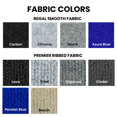Fabric samples featuring smooth and ribbed textures ideal for trade show displays and exhibition setups