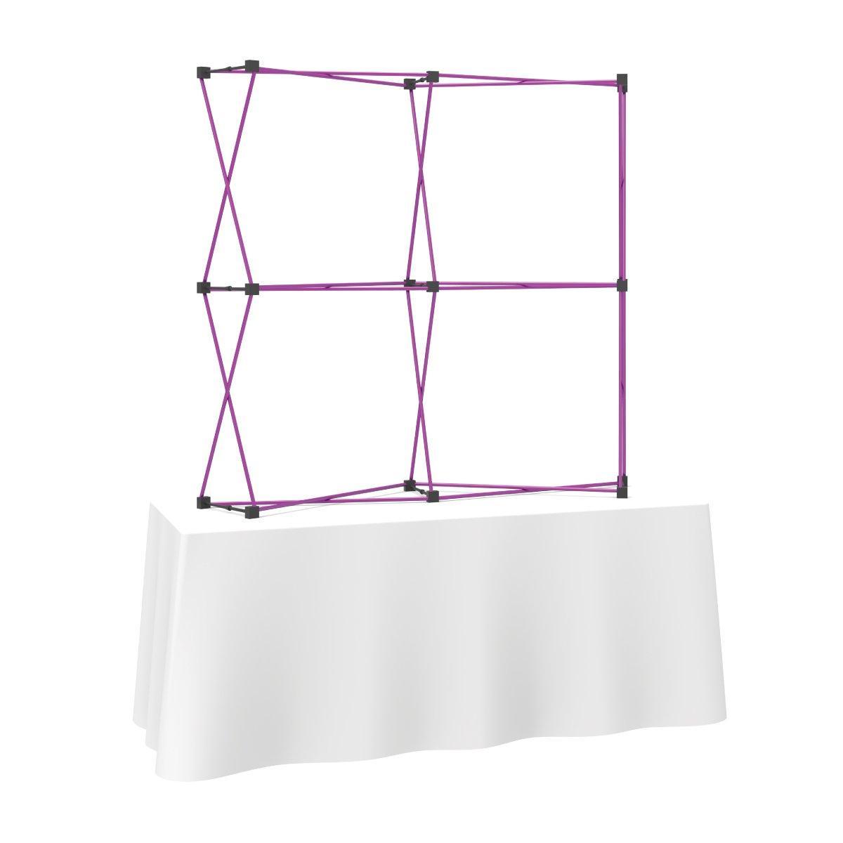 6ft curved collapsible mural frame on table for trade show and exhibition displays