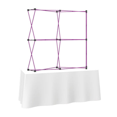 6ft curved collapsible mural frame on table for trade show and exhibition displays