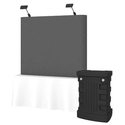 6ft straight fabric tabletop display with adjustable lights and portable hard case for trade shows
