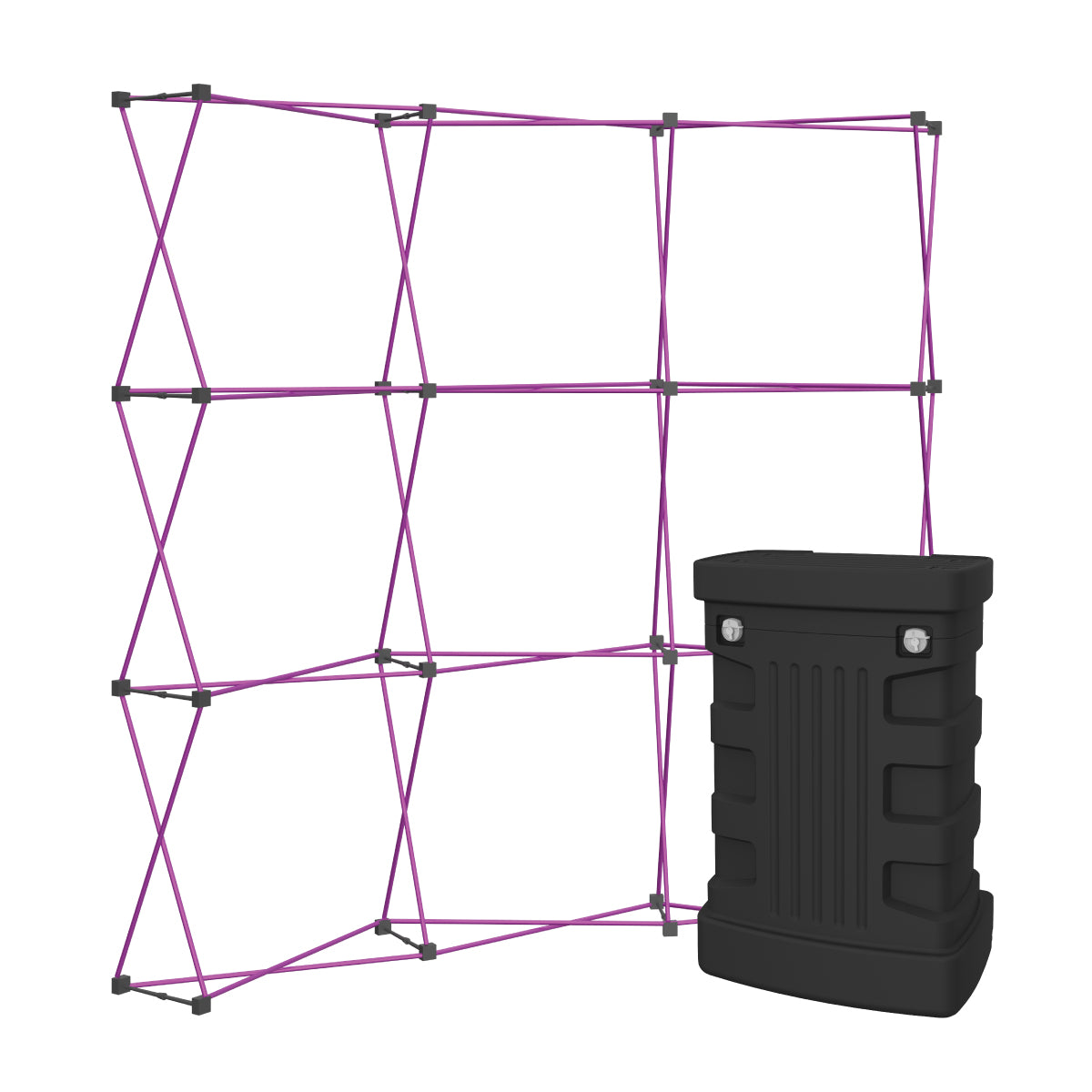 Curved collapsible display frame and carrying case for trade shows and exhibitions