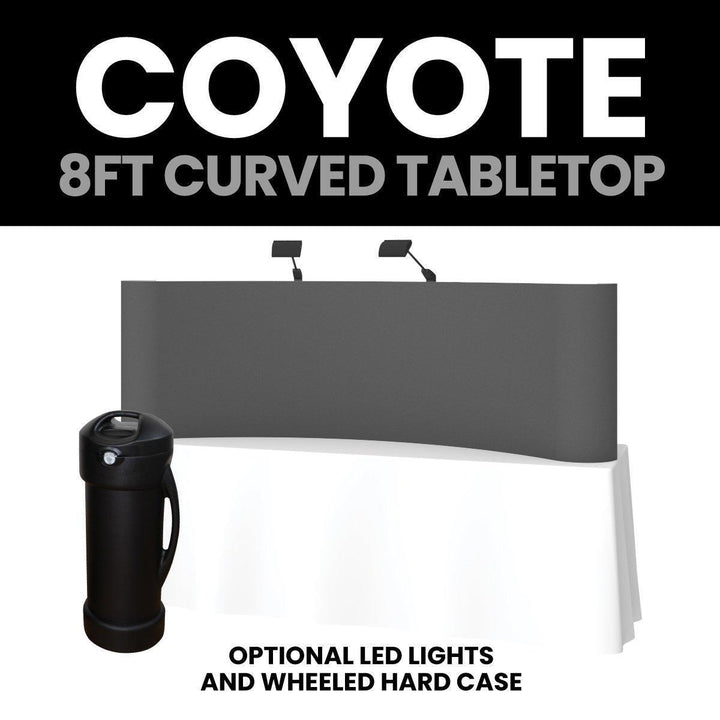 Coyote 8ft Short Curved Fabric Tabletop Display - TradeShowPlus