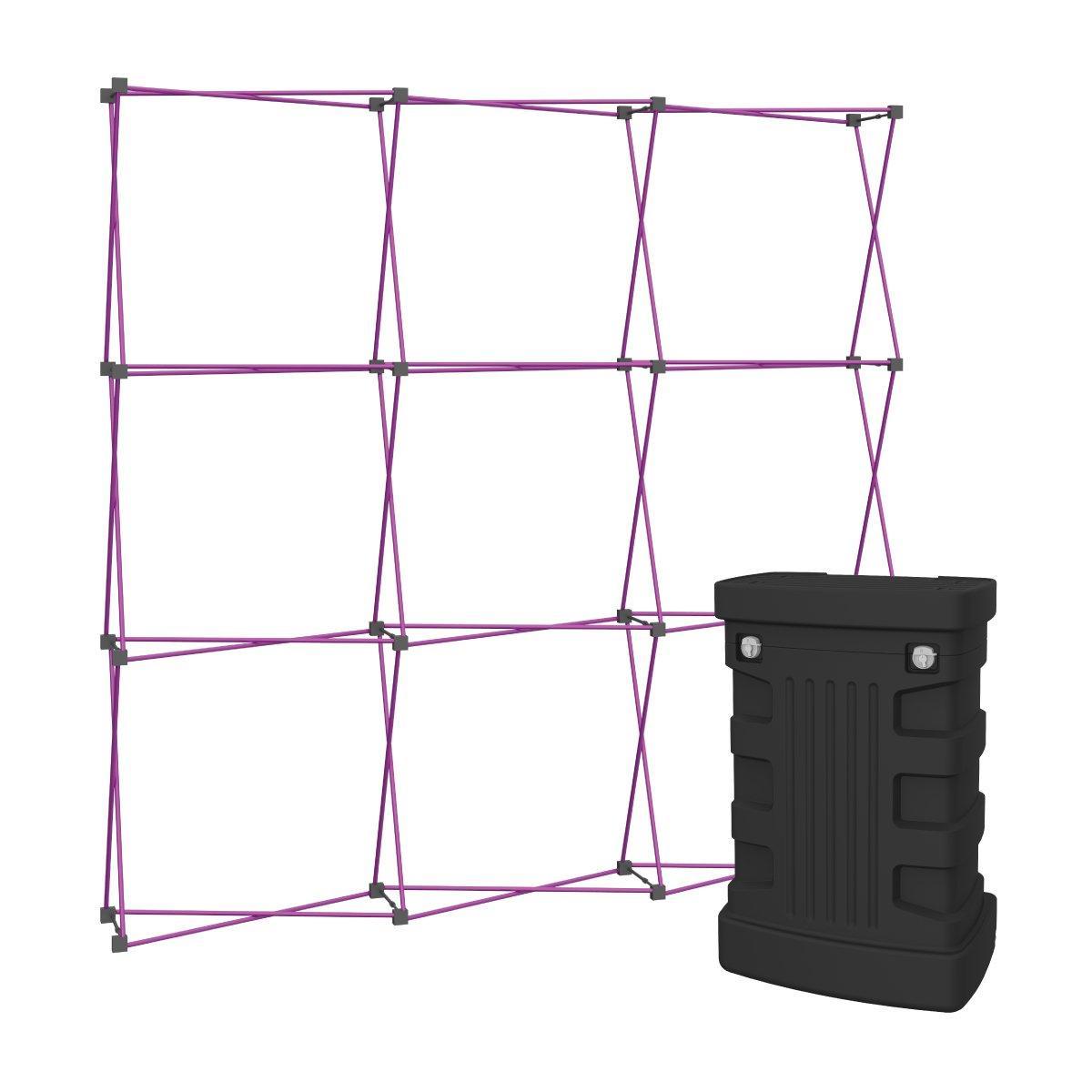 Pop-up frame display with hard case stand for trade shows and special event exhibitions