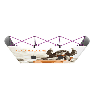 8ft Coyote pop-up display stand featuring child pilot image for trade shows and exhibitions