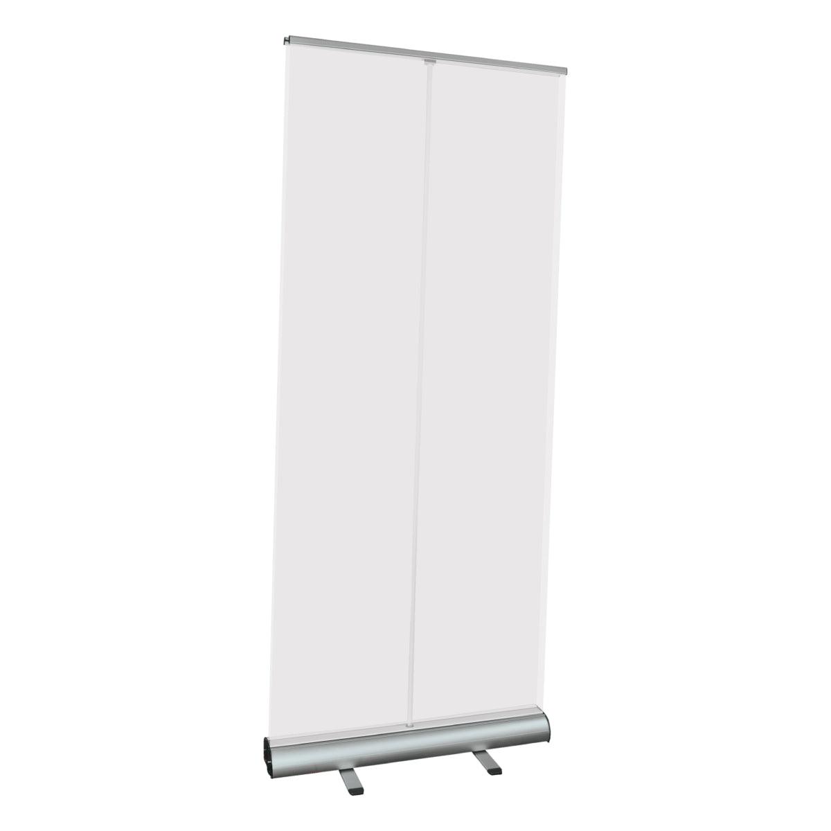 Double-sided retractable banner stand ideal for trade shows and exhibitions