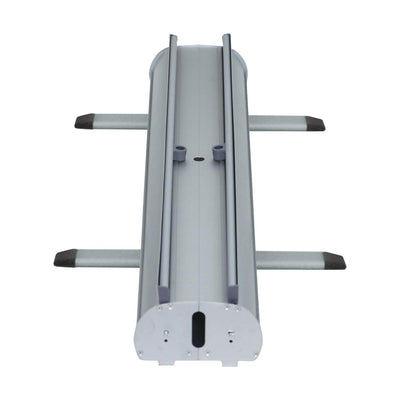 Double-sided retractable banner stand base for trade shows and exhibitions