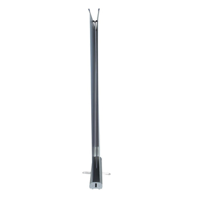 Double-sided retractable banner stand for trade shows and exhibitions, slim profile side view