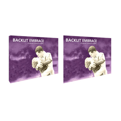 Two backlit fabric displays featuring vintage couple image for trade shows and exhibitions