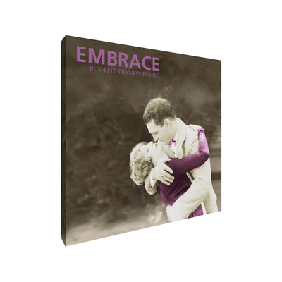Extra tall fabric display featuring vintage romantic embrace image for trade shows and exhibitions