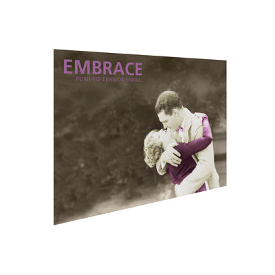 Large fabric display with vintage couple image and Embrace logo for trade shows and exhibitions