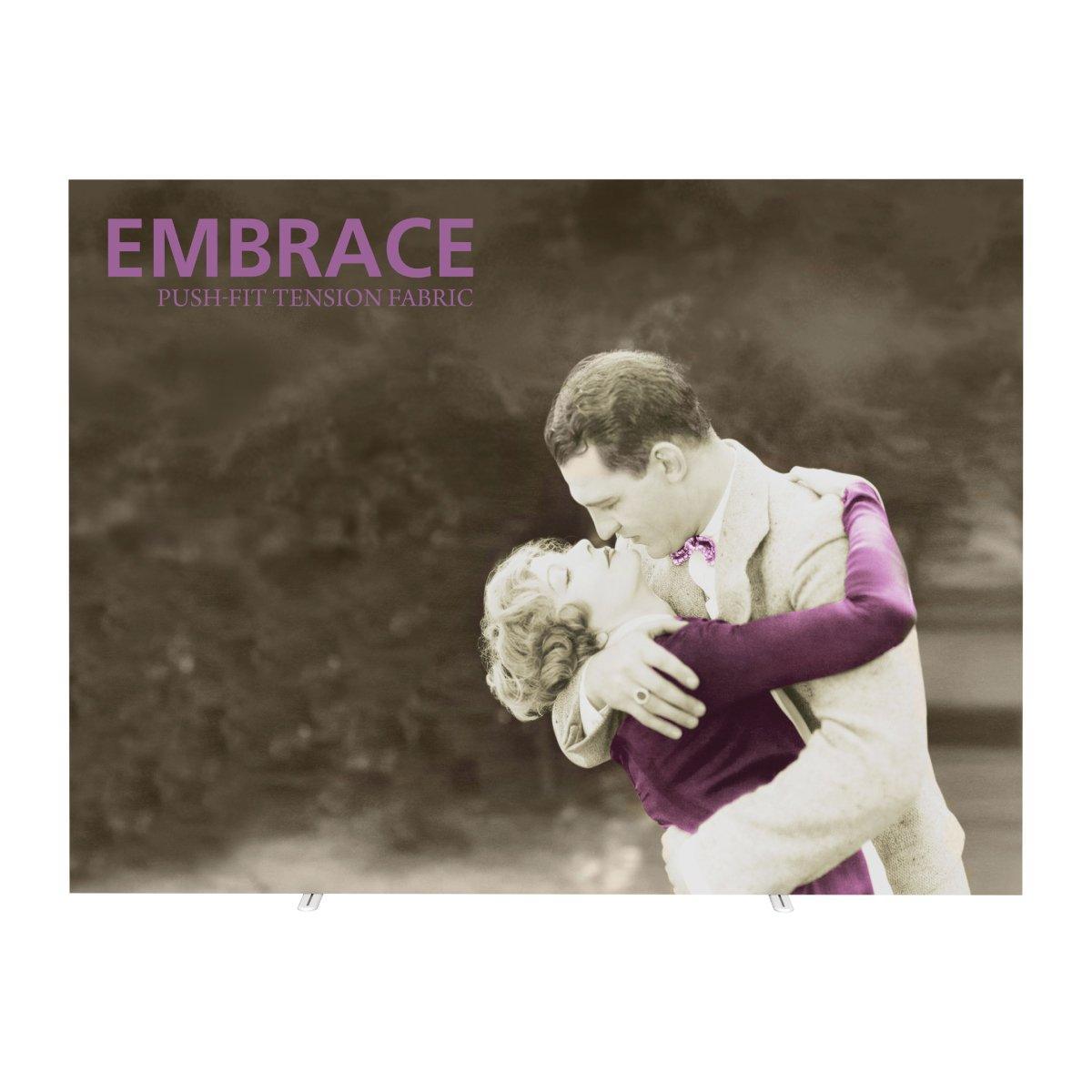 Large fabric display featuring vintage couple embracing for trade shows and exhibitions