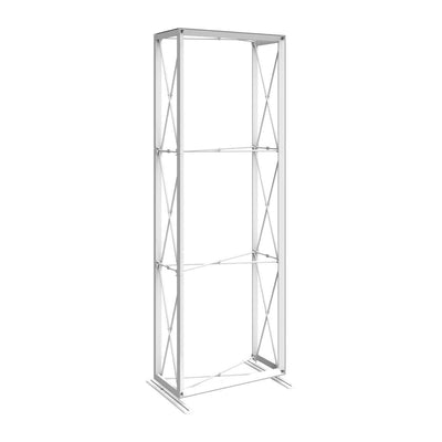Portable collapsible trade show display frame with cross-bracing for exhibitions and events