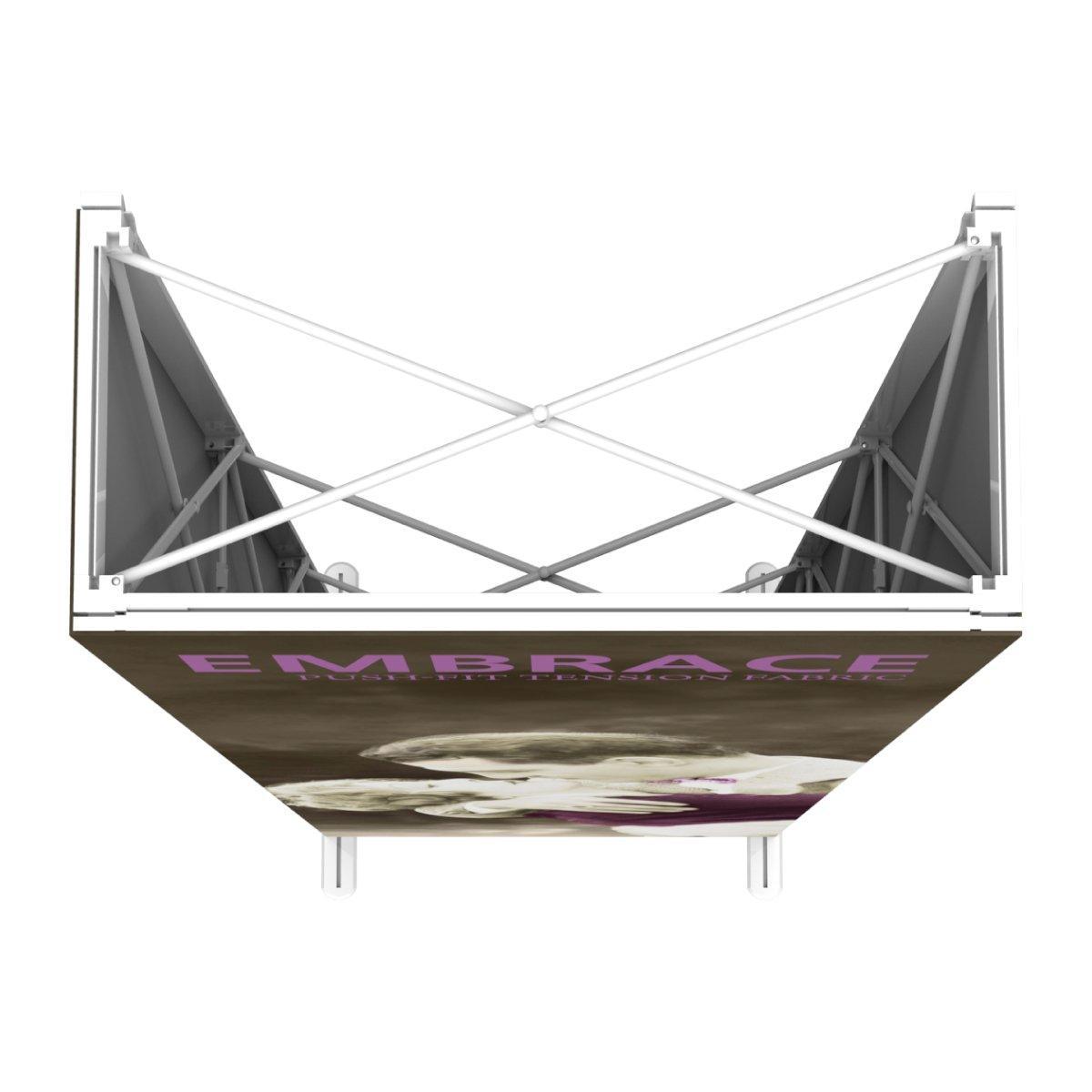 Compact tension fabric display with crossbar frame for trade shows and exhibitions