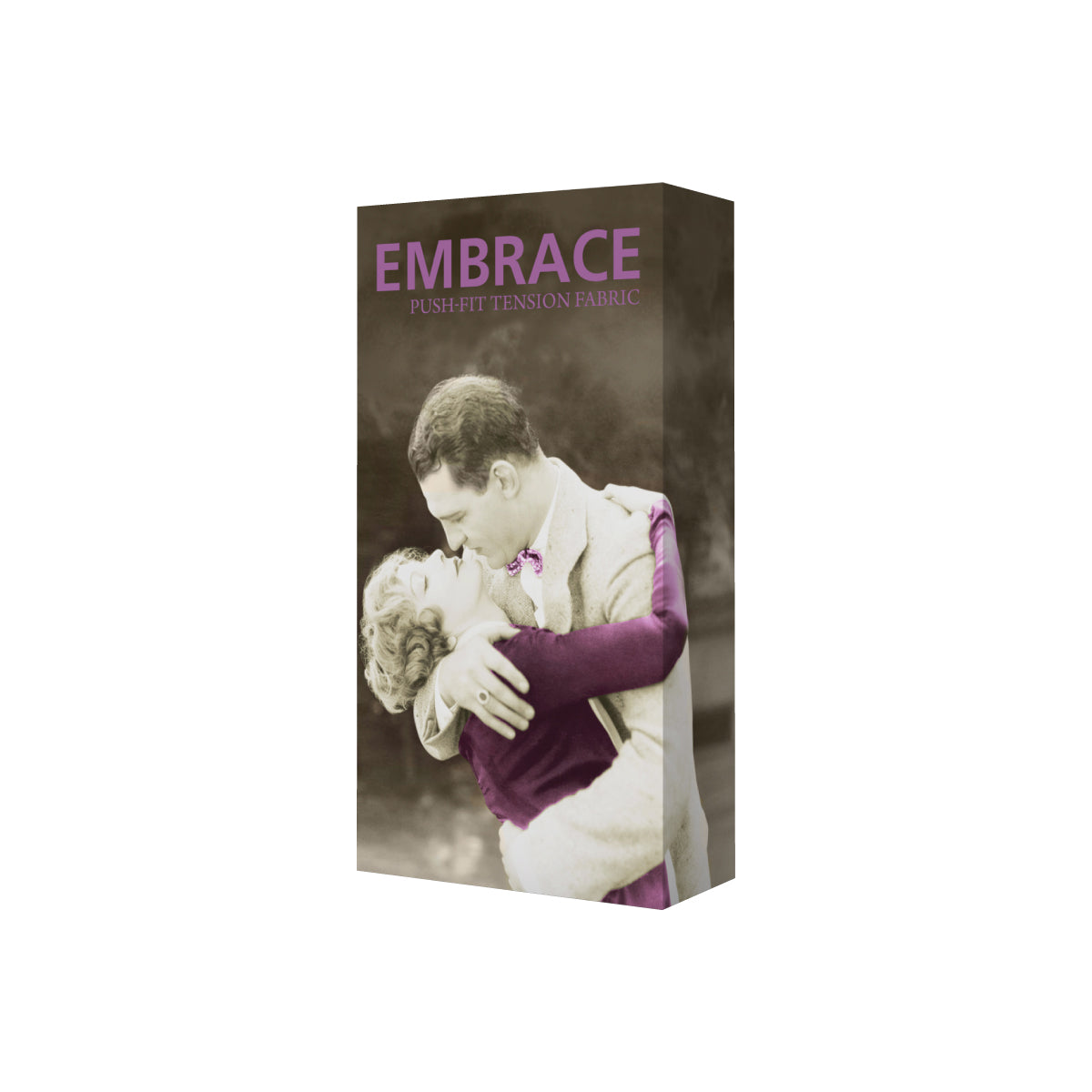 Embrace tabletop display with vintage couple image for trade show and event exhibition branding