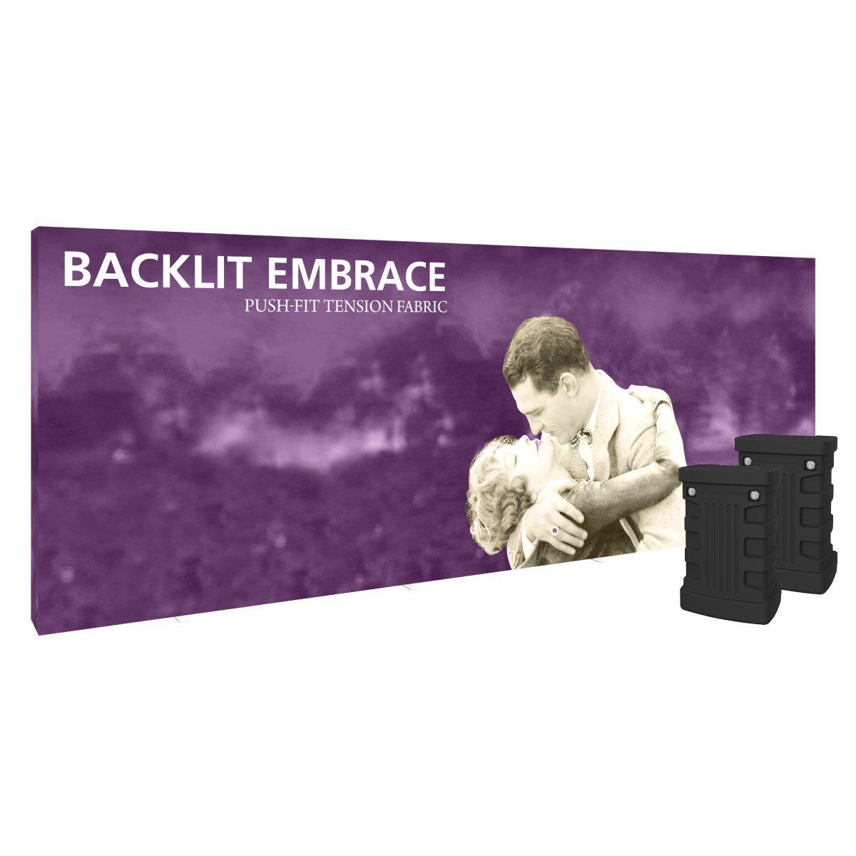 Large backlit fabric display with vintage couple image and push-fit design for trade shows