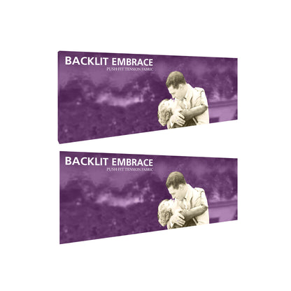 Backlit embrace push-fit tension fabric displays ideal for trade shows, exhibitions, and special events